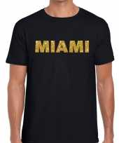 Miami gouden letters fun t-shirt zwart heren