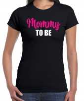 Mommy to be t-shirt zwart dames cadeau aanstaande moeder zwanger