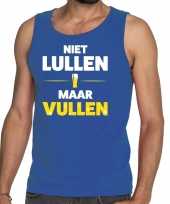 Niet lullen maar vullen fun tanktop mouwloos shirt blauw heren