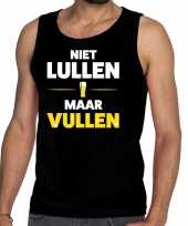 Niet lullen maar vullen fun tanktop mouwloos shirt zwart heren