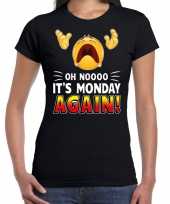 Oh nooo its monday again emoticon fun shirt dames zwart