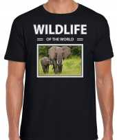 Olifant foto t-shirt zwart heren wildlife of the world cadeau shirt olifanten liefhebber