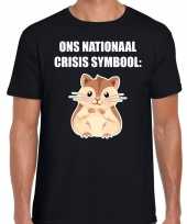 Ons nationaal crisis symbool hamster coronavirus t-shirt zwart heren