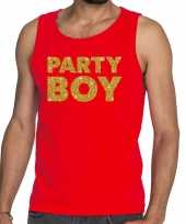 Party boy fun tanktop mouwloos shirt rood heren