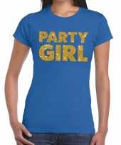 Party girl fun t-shirt blauw dames