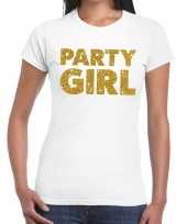 Party girl goud fun t-shirt wit dames