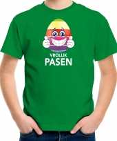 Pasen shirt groen vrolijk paasei duimen omhoog kinderen