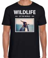 Pinguin foto t-shirt zwart heren wildlife of the world cadeau shirt pinguins liefhebber