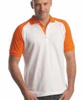 Poloshirt wit oranje mouwen