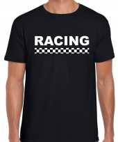 Racing autosport motorsport supporter t-shirt finish vlag zwart heren