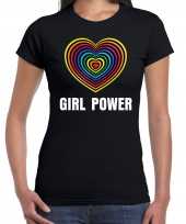 Regenboog hart girl power gay pride evenement-shirt dames zwart