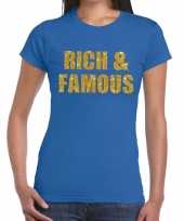 Rich and famous fun t-shirt blauw dames