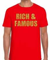 Rich and famous fun t-shirt rood heren