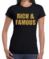 Rich and famous goud fun t-shirt zwart dames