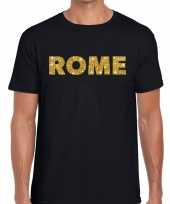Rome gouden letters fun t-shirt zwart heren