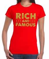 Rood rich and famous goud fun t-shirt dames