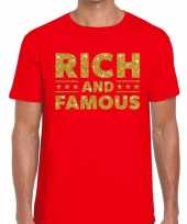 Rood rich and famous goud fun t-shirt heren