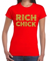 Rood rich chick goud fun t-shirt dames