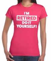 Roze retired fun t-shirt dames