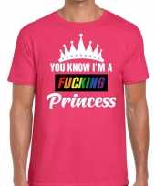 Roze you know i am a fucking princess t-shirt heren