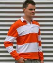 Rugbyshirt oranje wit heren