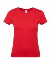 Set 2x stuks basic dames shirts ronde hals rood katoen maat 2xl 44