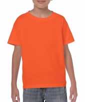 Set 2x stuks oranje kinder t-shirts 150 grams 100 katoen maat 146 152 l