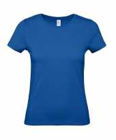 Set 3x stuks basic dames shirts ronde hals blauw katoen maat xl 42
