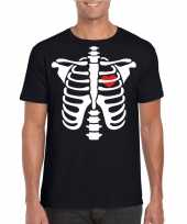 Skelet halloween t-shirt zwart heren