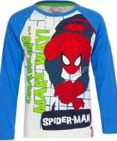 Spiderman t shirt wit blauw