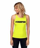 Sport-shirt tekst champion neon geel dames