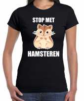 Stop hamsteren t-shirt zwart dames