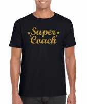 Super coach fun t-shirt glitter goud zwart heren bedankt cadeau een coach