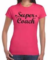 Super coach fun t-shirt roze dames bedankt cadeau een coach