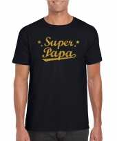 Super papa fun t-shirt glitter goud zwart heren