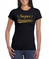 Super stagiaire kado shirt glitter goud zwart dames
