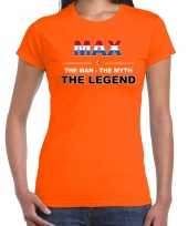 Supporter t-shirt max the legend oranje dames