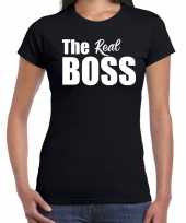 The real boss t-shirt zwart witte tekst dames
