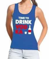 Time to drink vodka fun tanktop mouwloos shirt blauw dames