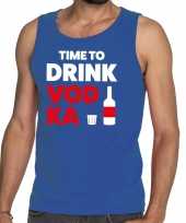 Time to drink vodka fun tanktop mouwloos shirt blauw heren