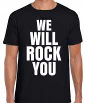 We will rock you zwart rockmuziek tekst-shirt heren