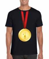Winnaar gouden medaille shirt zwart heren