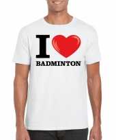 Wit i love badminton t-shirt heren