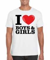 Wit i love boys girls bi t-shirt heren