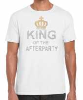 Wit king of the afterparty glitter steentjes t-shirt heren