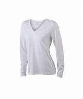 Witte dames stretch shirts lange mouw