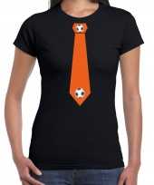 Zwart fan shirt kleding holland oranje voetbal stropdas ek wk dames