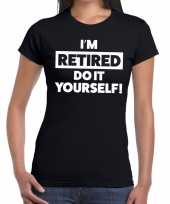 Zwart retired gepensioneerd fun t-shirt dames 10147731