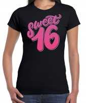 Zwart sweet 16 verjaardags kado t-shirt outfit dames