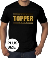 Zwart t-shirt grote maat heren tekst topper gouden glitter letters